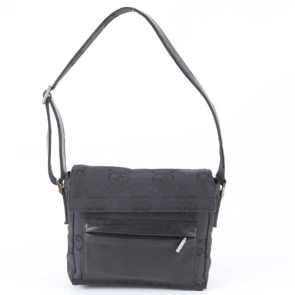 Gucci GG Canvas 001 3807 Leather Shoulder Bag, One-Shoulder Handbag, Black, W...